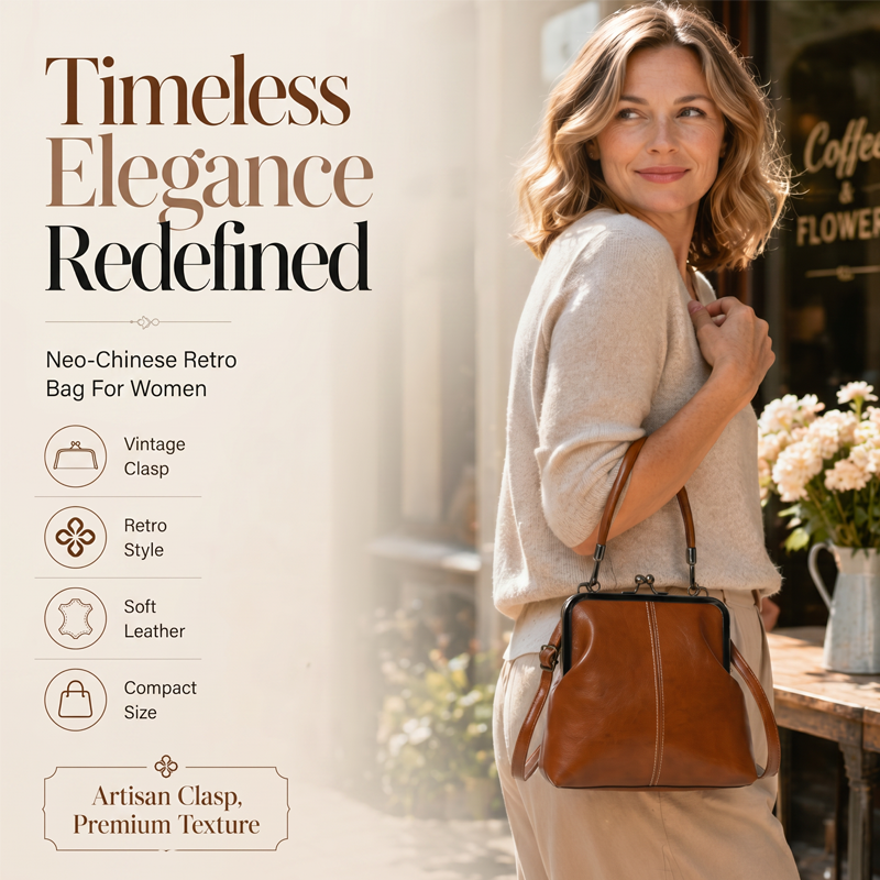 Bolso vintage con cierre de beso – 2 en 1: para llevar y organizar.