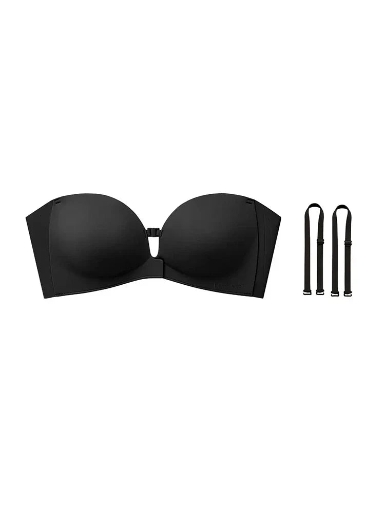 Sujetador push-up sin tirantes con cierre frontal para mujer