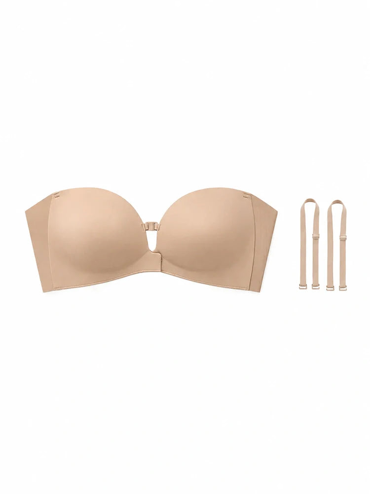 Sujetador push-up sin tirantes con cierre frontal para mujer
