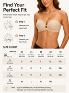 Sujetador push-up sin tirantes con cierre frontal para mujer