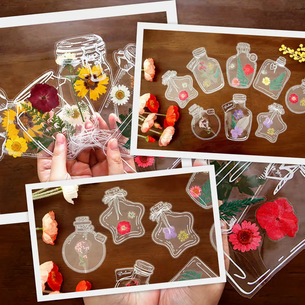 🔥 40 marcapáginas transparentes con flores secas - Marcapáginas de regalo DIY