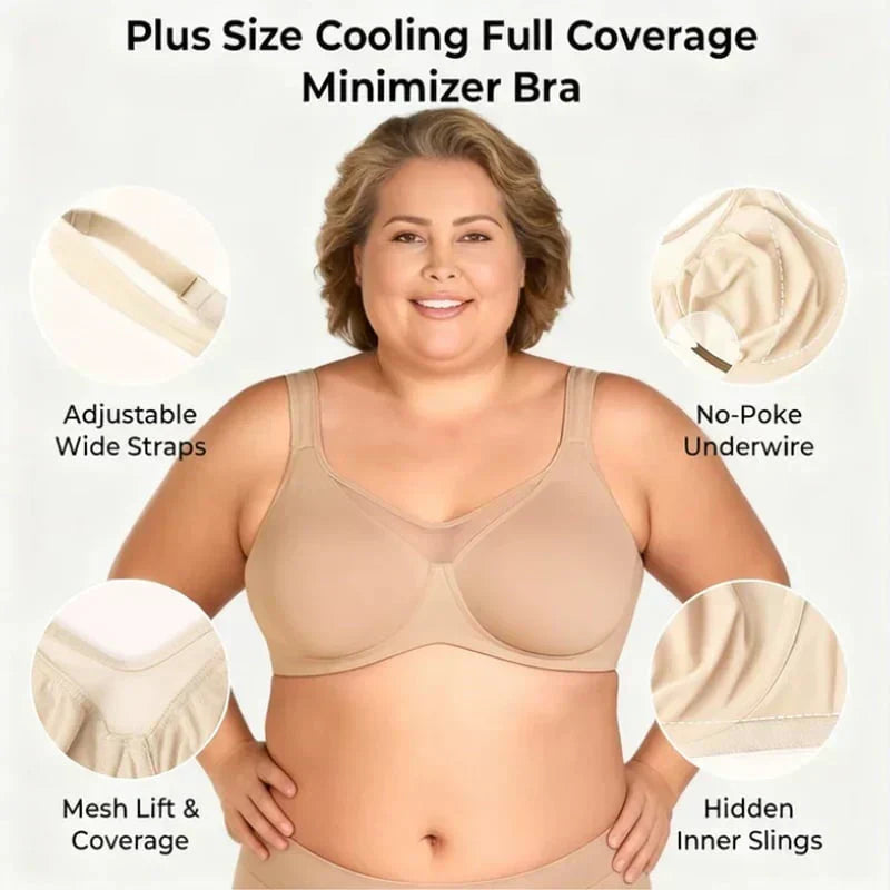 Sujetador elegante transparente de cobertura total para mujer, tallas grandes