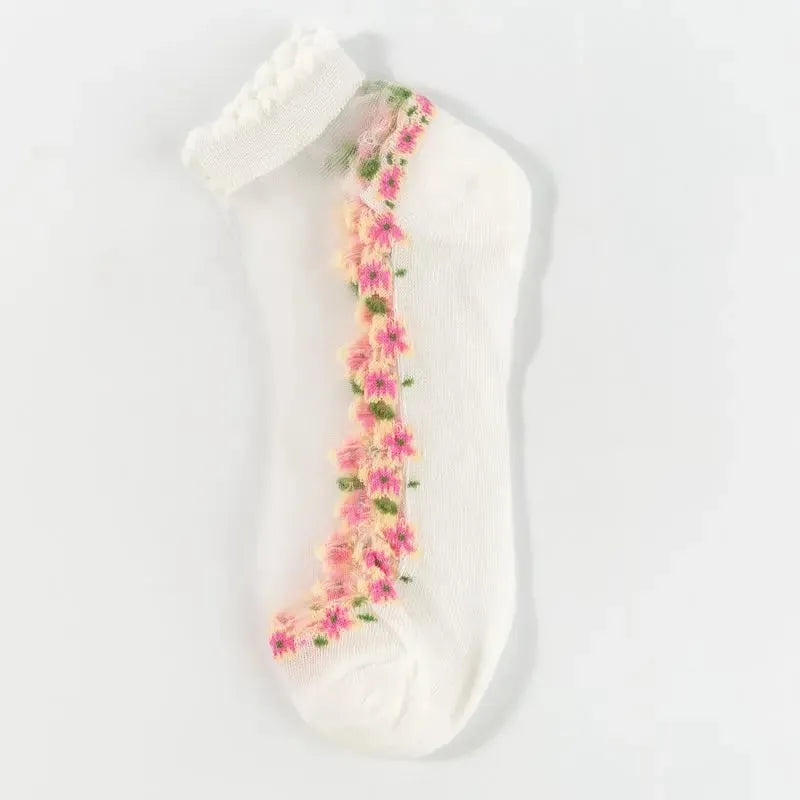 Medias de encaje floral para mujer