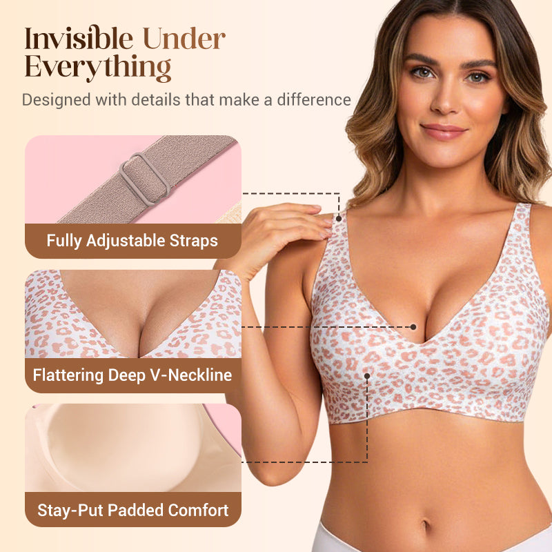 💕 Jelly Wireless Sujetadores Sin Aros Cómodos para Mujer Push Up Bralettes Sin Costuras Sujetadores Tipo Camiseta Escote Profundo Sujetadores de Uso Diario