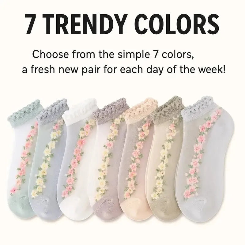 Medias de encaje floral para mujer