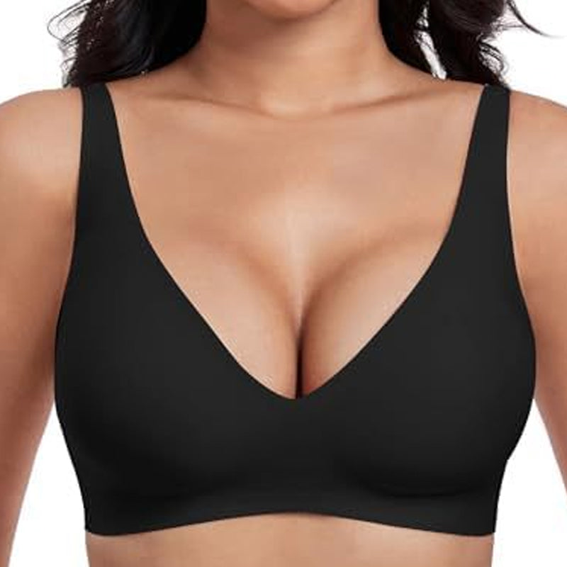 💕 Jelly Wireless Sujetadores Sin Aros Cómodos para Mujer Push Up Bralettes Sin Costuras Sujetadores Tipo Camiseta Escote Profundo Sujetadores de Uso Diario