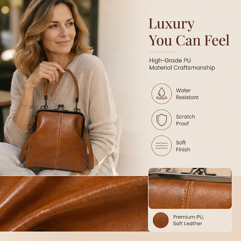 Bolso vintage con cierre de beso – 2 en 1: para llevar y organizar.