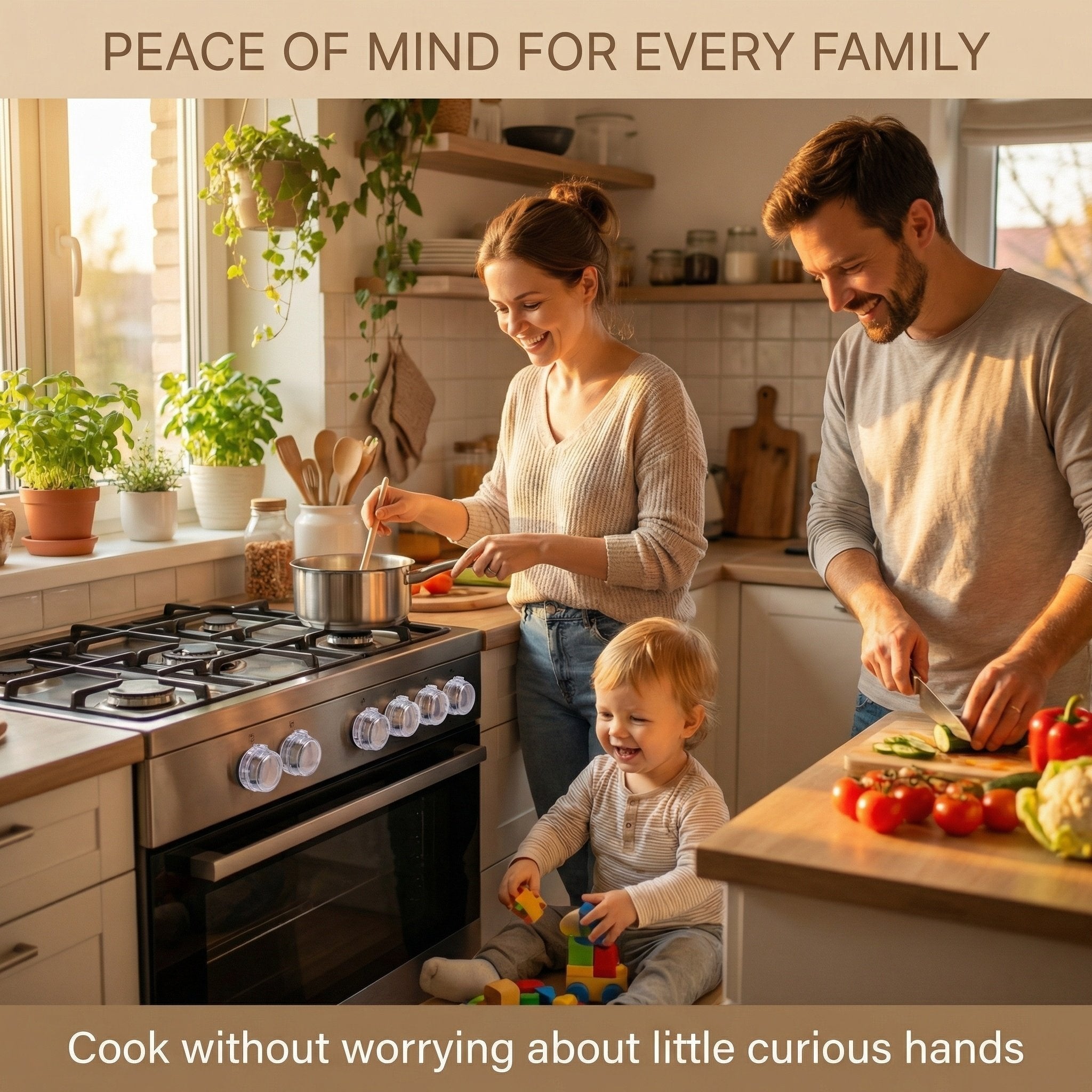 4 PCS Stove Knob Safety Covers – Double-Key Protection for Peace of Mind