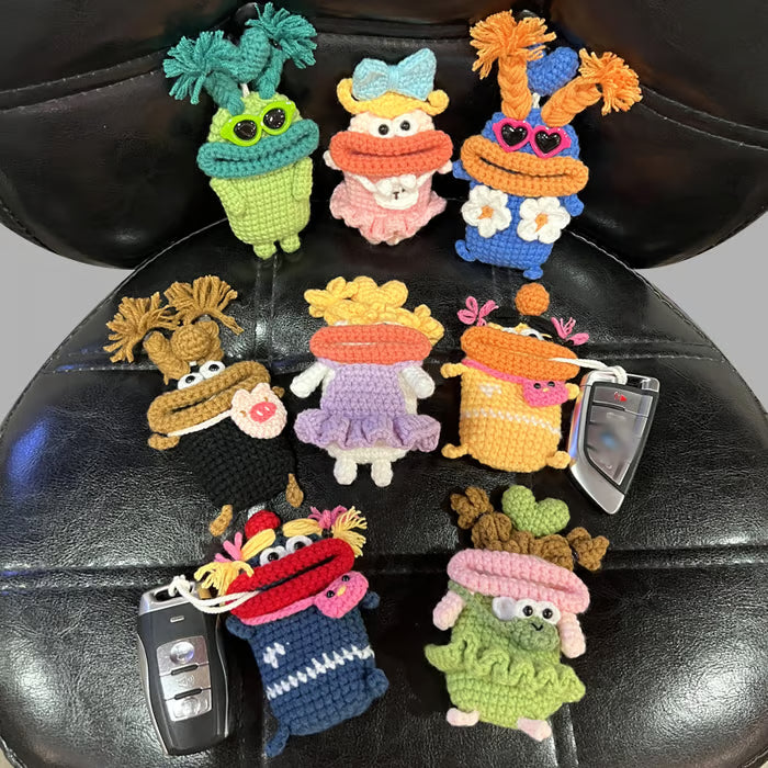 💋 Funda para llave de coche con forma de labio de salchicha, tejida a mano a crochet