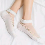 Medias de encaje floral para mujer
