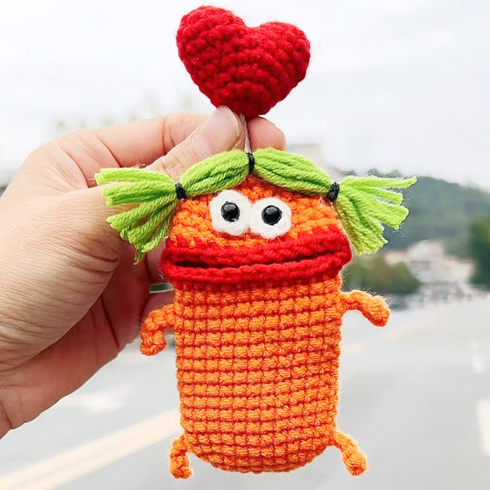 💋 Funda para llave de coche con forma de labio de salchicha, tejida a mano a crochet