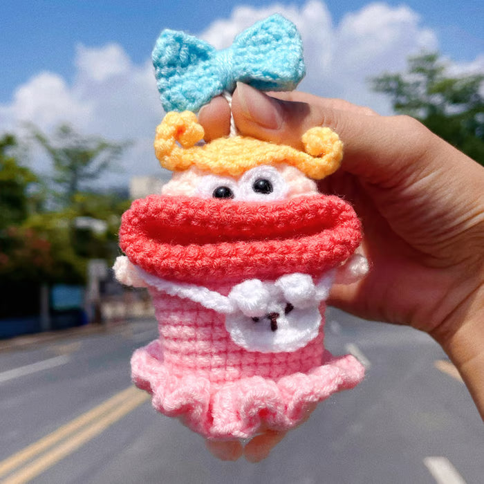 💋 Funda para llave de coche con forma de labio de salchicha, tejida a mano a crochet