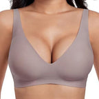 💕 Jelly Wireless Sujetadores Sin Aros Cómodos para Mujer Push Up Bralettes Sin Costuras Sujetadores Tipo Camiseta Escote Profundo Sujetadores de Uso Diario