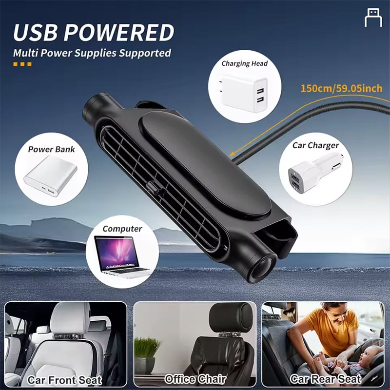 🚗Ventilador de refrigeración ajustable para el asiento del conductor y del pasajero.