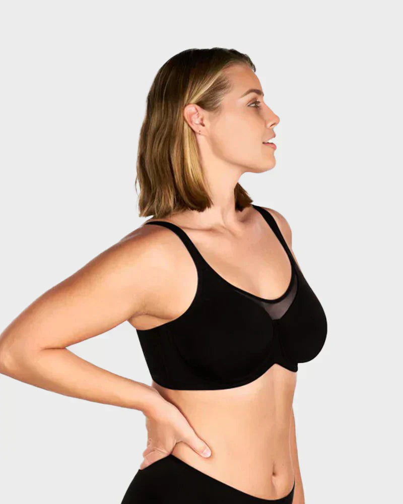 Sujetador elegante transparente de cobertura total para mujer, tallas grandes