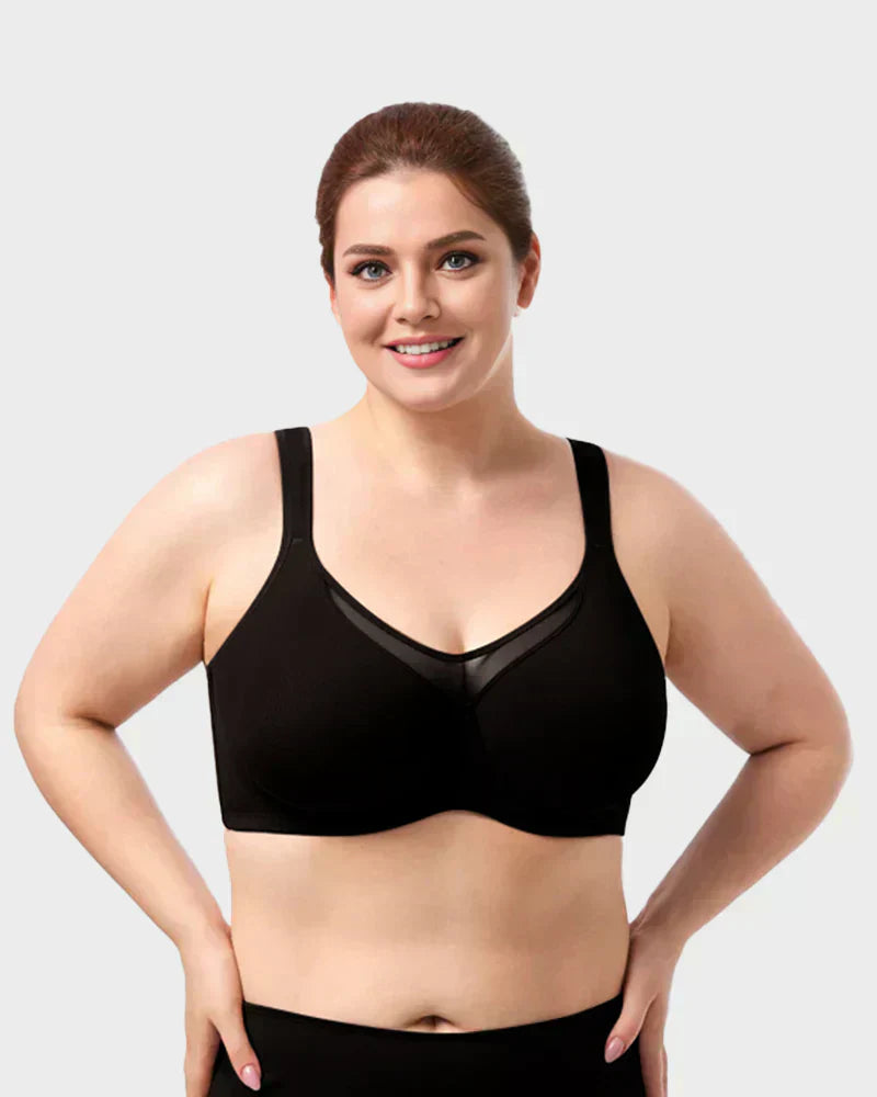 Sujetador elegante transparente de cobertura total para mujer, tallas grandes