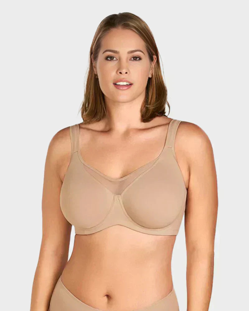 Sujetador elegante transparente de cobertura total para mujer, tallas grandes