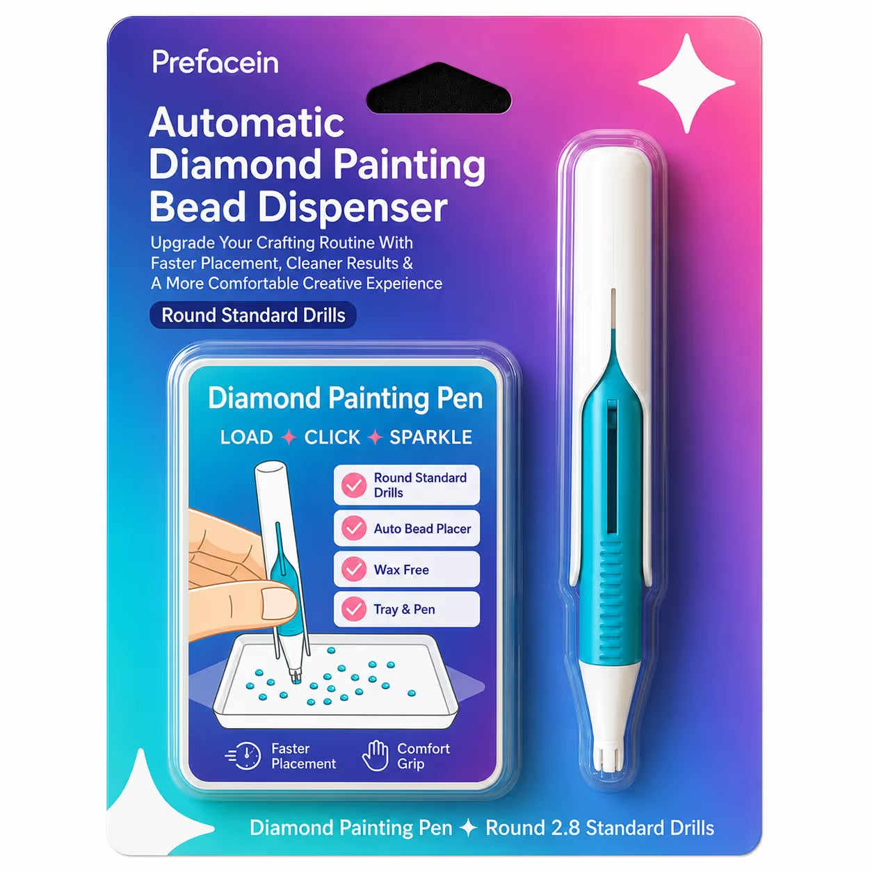 🔥💎 Alimentador automático de cuentas para pintura de diamantes | Bolígrafo de punta redonda sin cera para manualidades más rápidas y fáciles ✨