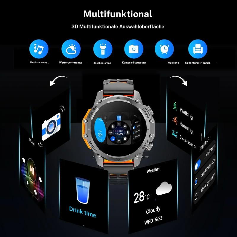 Reloj inteligente para hombre con pantalla HD de 1,52" – Llamadas y control de música – Múltiples modos deportivos – Resistencia al agua IP68 – Batería de larga duración – Reloj de fitness para Android y iPhone