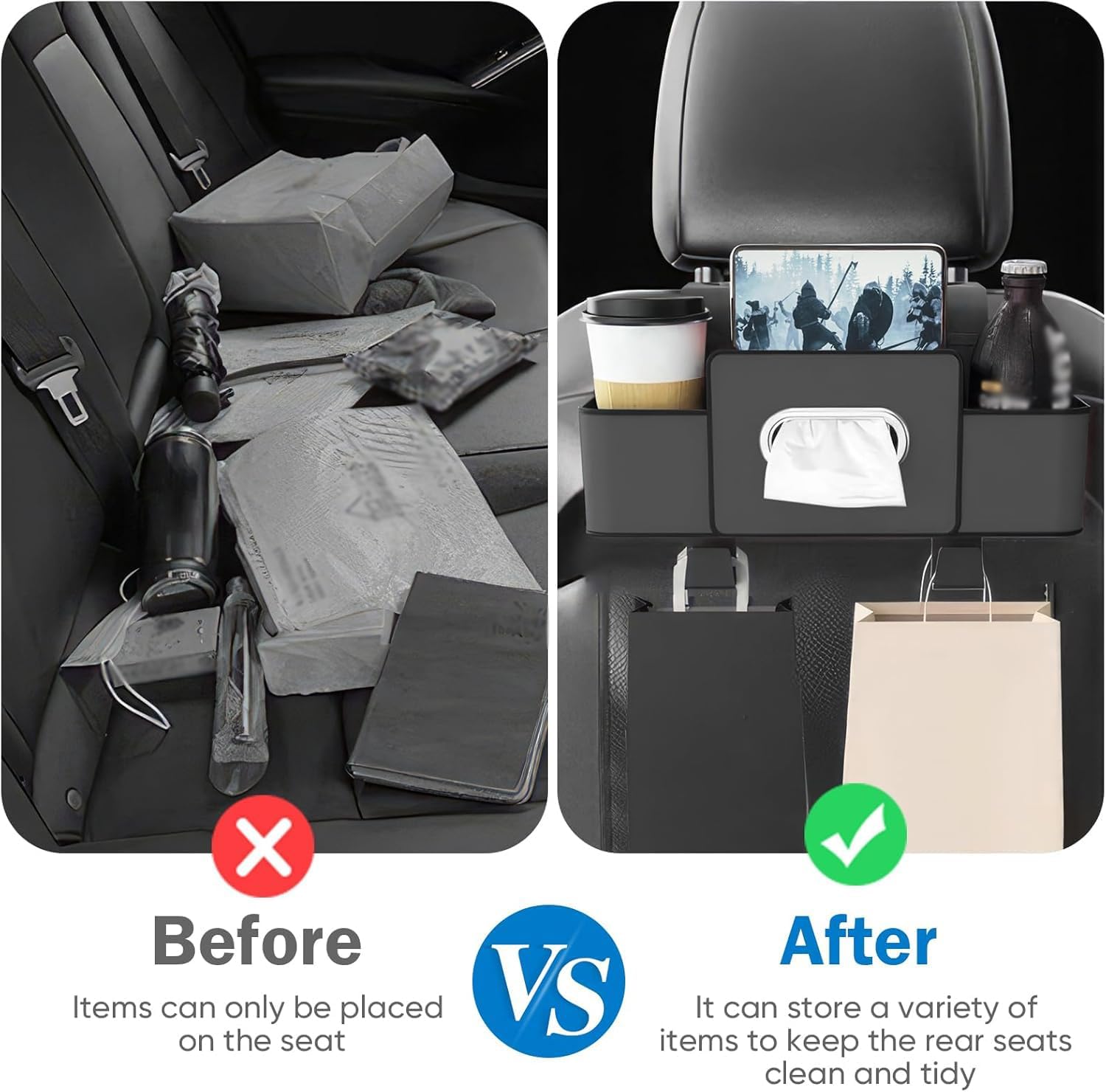 3-in-1 Car Backseat Organizer – Keep Your Ride Clean & Organized!
