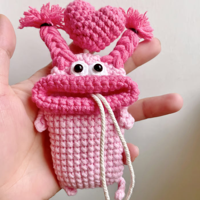 💋 Funda para llave de coche con forma de labio de salchicha, tejida a mano a crochet