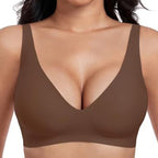 💕 Jelly Wireless Sujetadores Sin Aros Cómodos para Mujer Push Up Bralettes Sin Costuras Sujetadores Tipo Camiseta Escote Profundo Sujetadores de Uso Diario