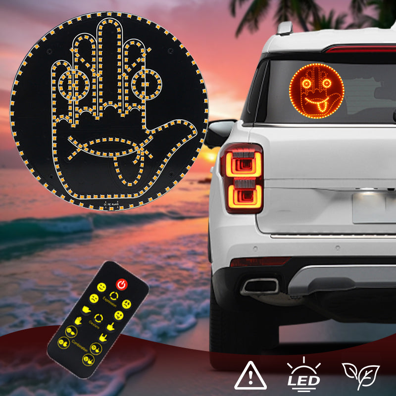 Letrero LED con expresión y gesto para la ventana trasera del coche
