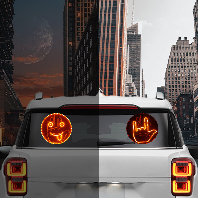 Letrero LED con expresión y gesto para la ventana trasera del coche