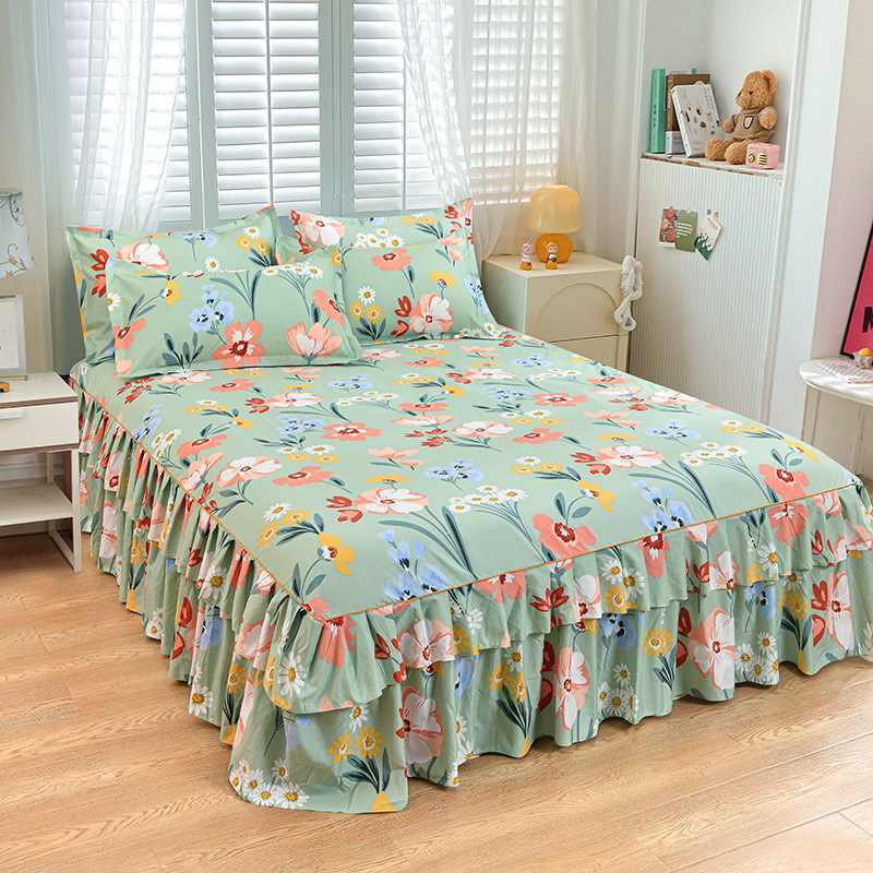 Juego de sábanas de tres piezas con dobladillo con volantes 🛏️