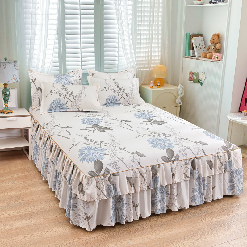 Juego de sábanas de tres piezas con dobladillo con volantes 🛏️