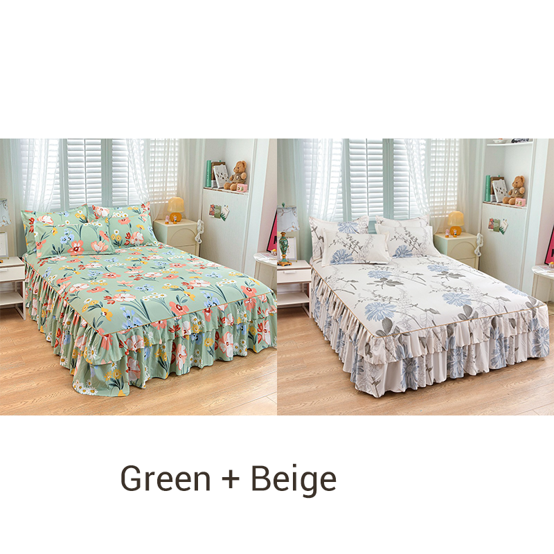 Juego de sábanas de tres piezas con dobladillo con volantes 🛏️