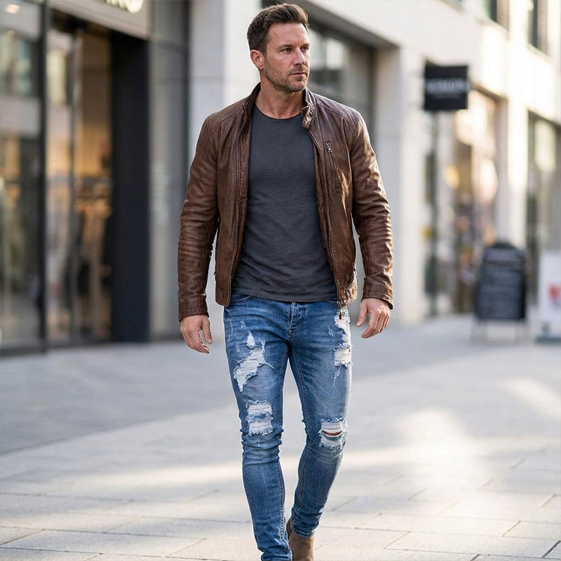 Vaqueros pitillo rotos para hombre