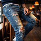 Vaqueros pitillo rotos para hombre