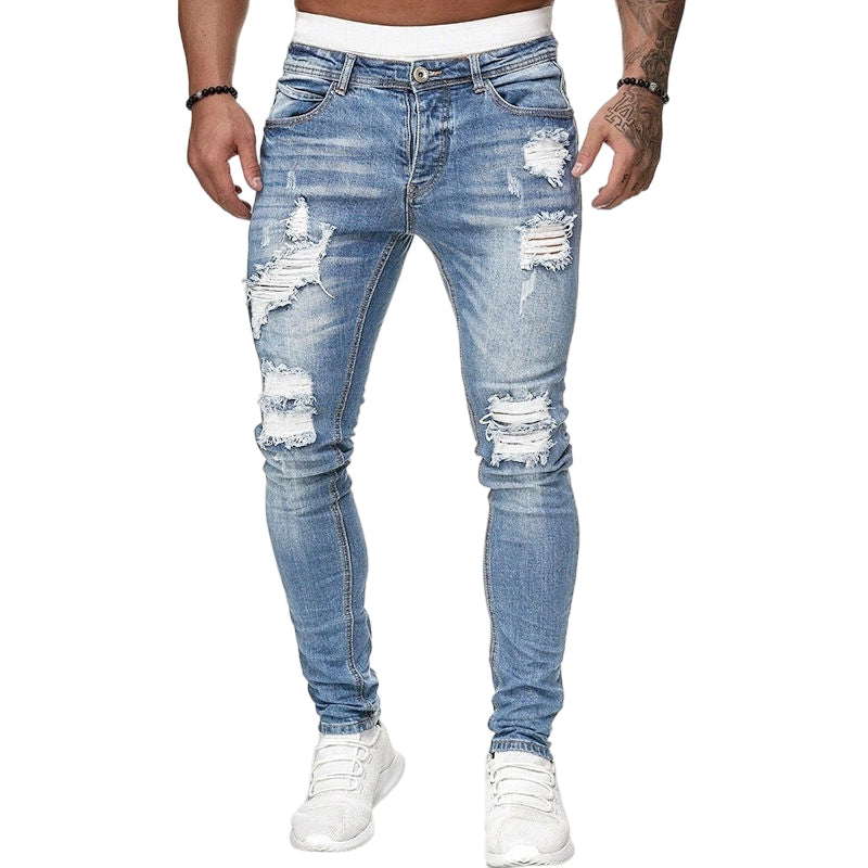 Vaqueros pitillo rotos para hombre