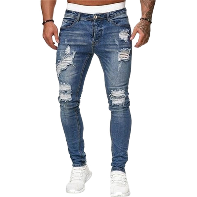 Vaqueros pitillo rotos para hombre
