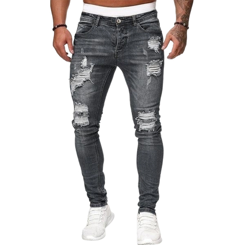 Vaqueros pitillo rotos para hombre
