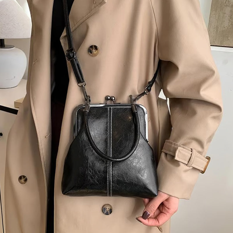 Bolso vintage con cierre de beso – 2 en 1: para llevar y organizar.
