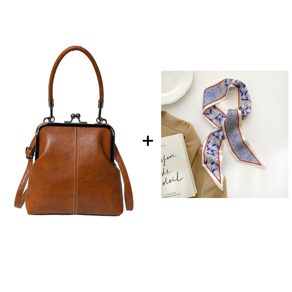 Bolso vintage con cierre de beso – 2 en 1: para llevar y organizar.