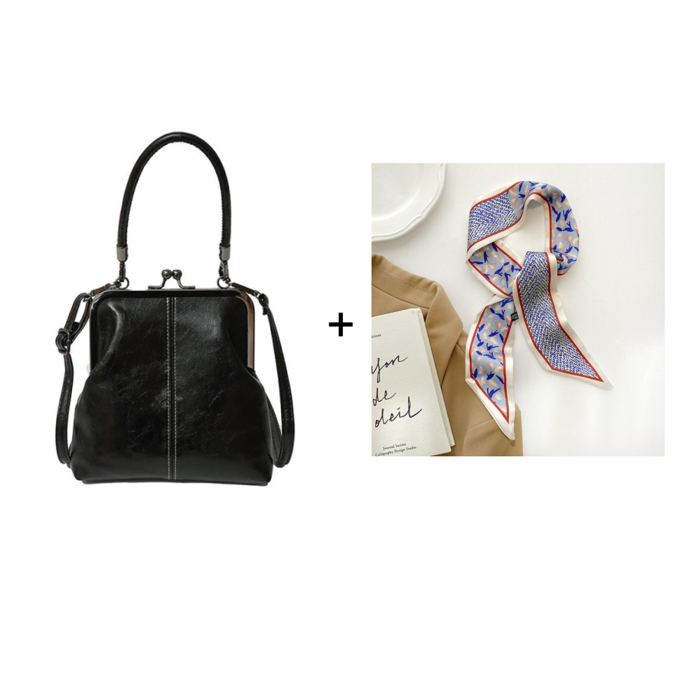 Bolso vintage con cierre de beso – 2 en 1: para llevar y organizar.