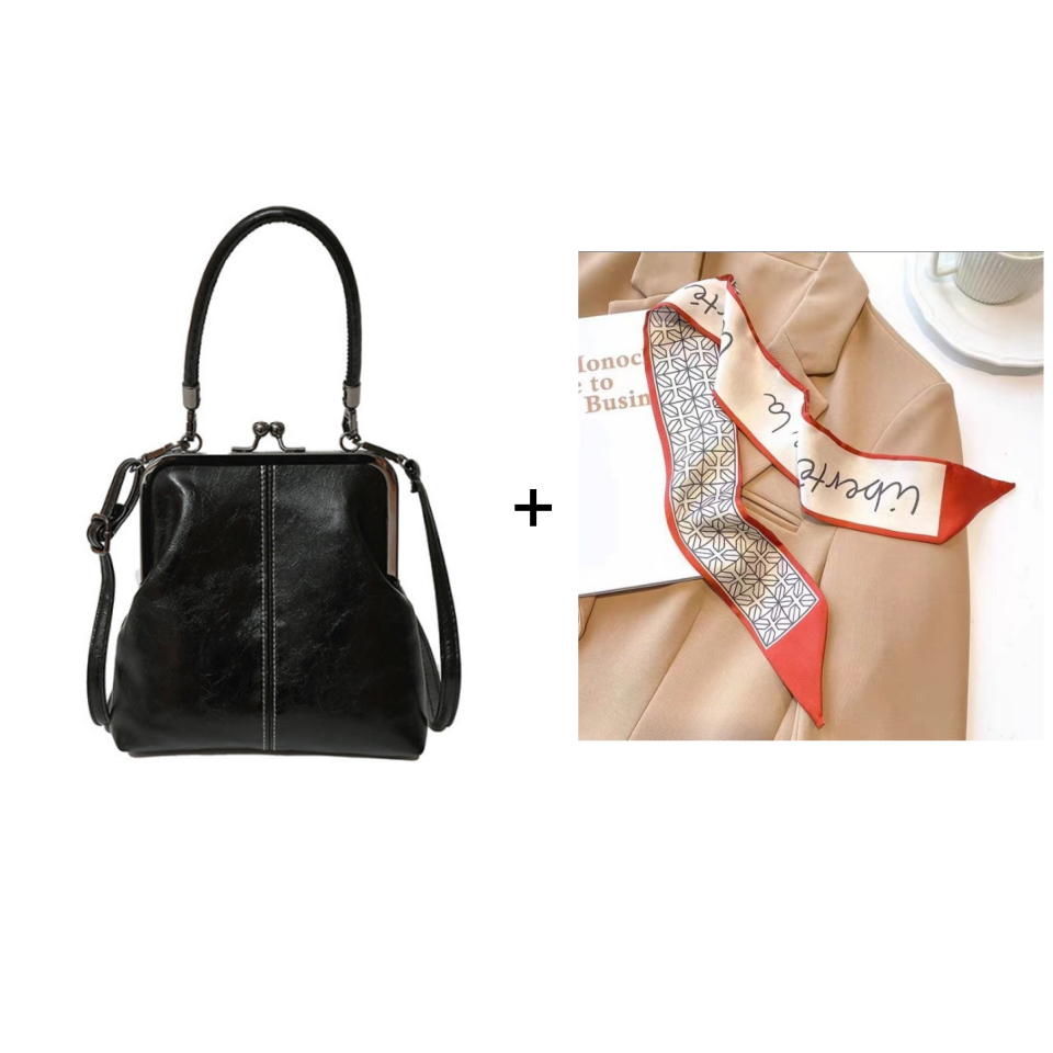 Bolso vintage con cierre de beso – 2 en 1: para llevar y organizar.
