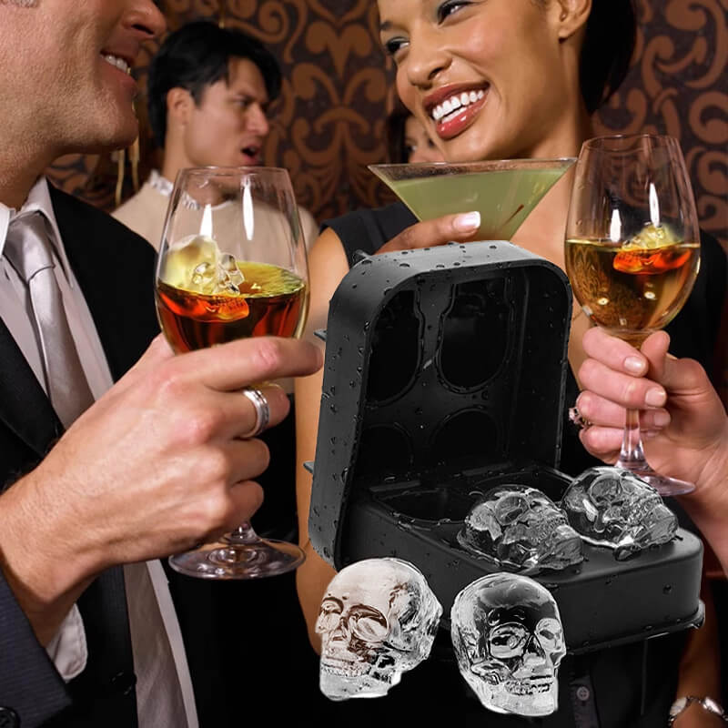 Molde de silicona para hielo con forma de calavera: ideal para cócteles, fiestas y postres creativos 🍹