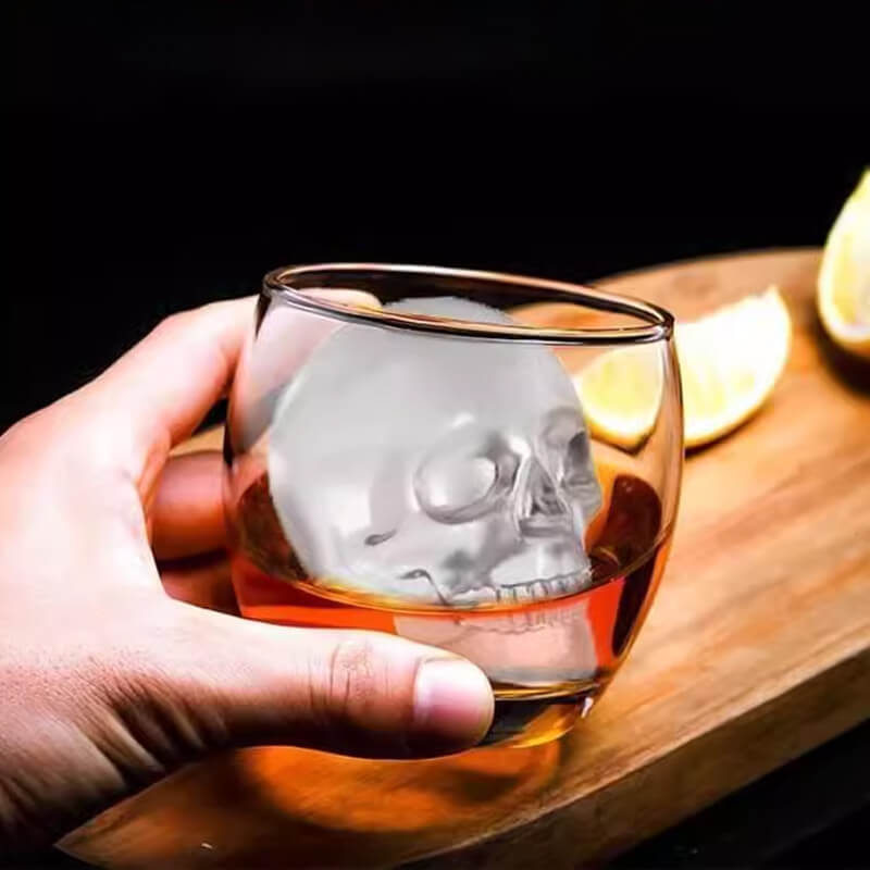Molde de silicona para hielo con forma de calavera: ideal para cócteles, fiestas y postres creativos 🍹