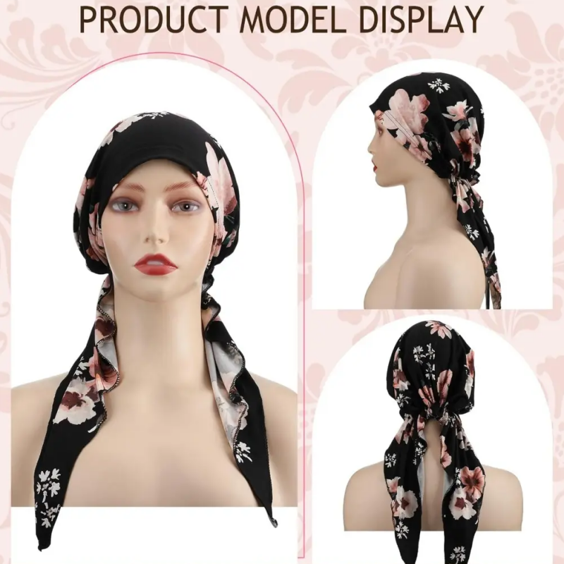 👒 Pañuelo para la cabeza con estampado floral para mujer