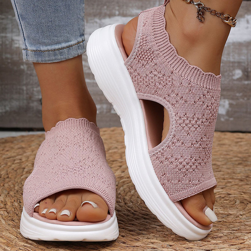 Sandalias de plataforma de punto para mujer: transpirables, suaves como una nube y ligeras.