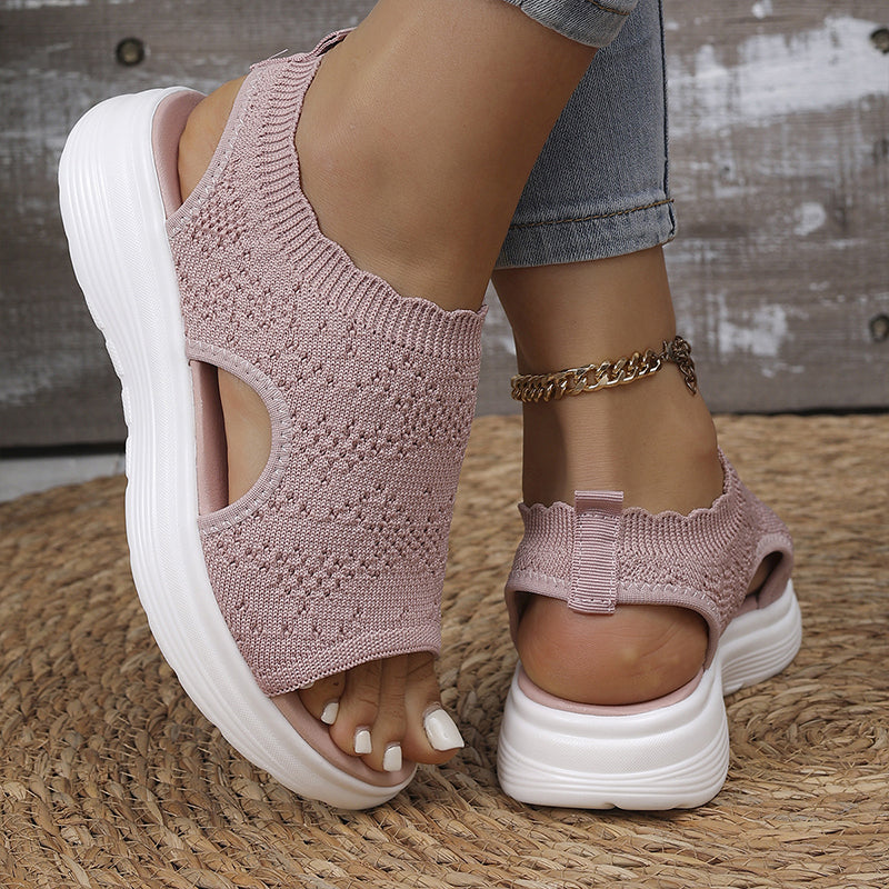 Sandalias de plataforma de punto para mujer: transpirables, suaves como una nube y ligeras.