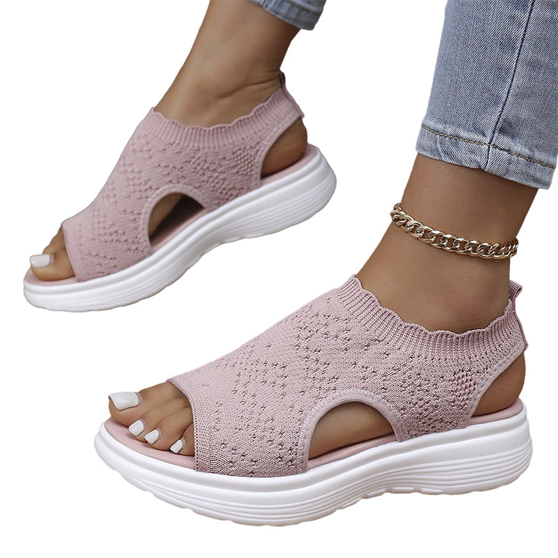 Sandalias de plataforma de punto para mujer: transpirables, suaves como una nube y ligeras.