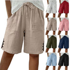 Pantalones cortos de verano para mujer con detalle de botón lateral