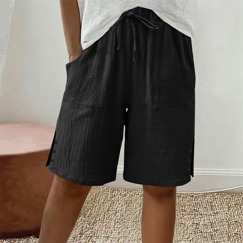 Pantalones cortos de verano para mujer con detalle de botón lateral