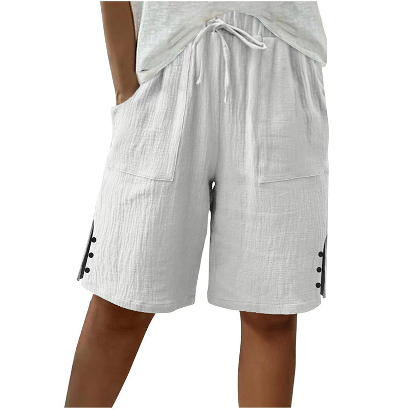 Pantalones cortos de verano para mujer con detalle de botón lateral