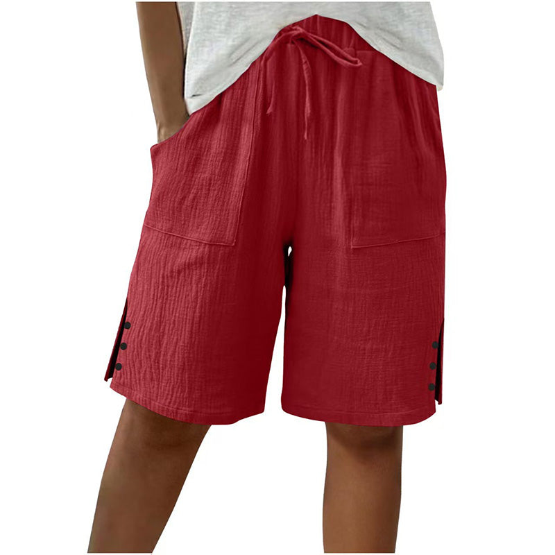 Pantalones cortos de verano para mujer con detalle de botón lateral